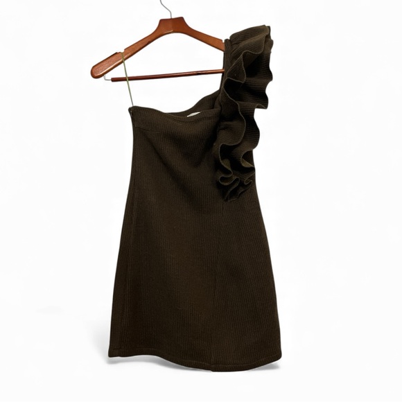 Ghospell One Shoulder Ruffle Ribbed Sweater Dress - Picture 7 of 17